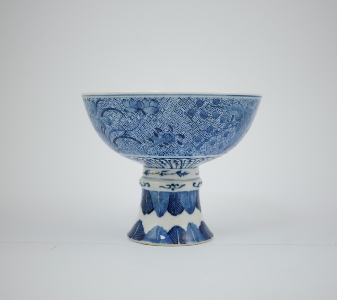 A Chinese blue and white ‘dragon’ stem bowl, Guangxu six character mark and of the period (1875-1908)
